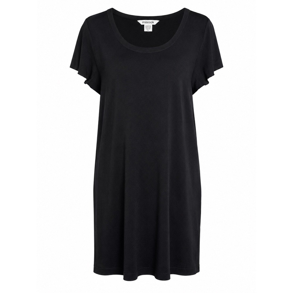 Misook Midi Dress Black XL Knit Sheath‎ SS Career Office Minimalist Stretch
